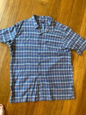 Patagonia Blue Plaid Short-Sleeve Button-Up Shirt
